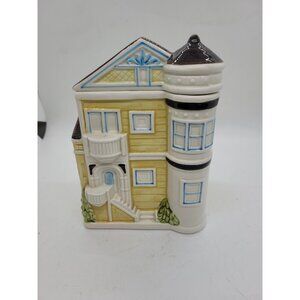 VTG Otagiri Yellow Ceramic Victorian House Canister Jar Japan Cottagecore Granny